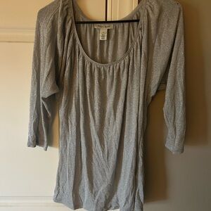 White House Black Market Gray Ruched Blouse